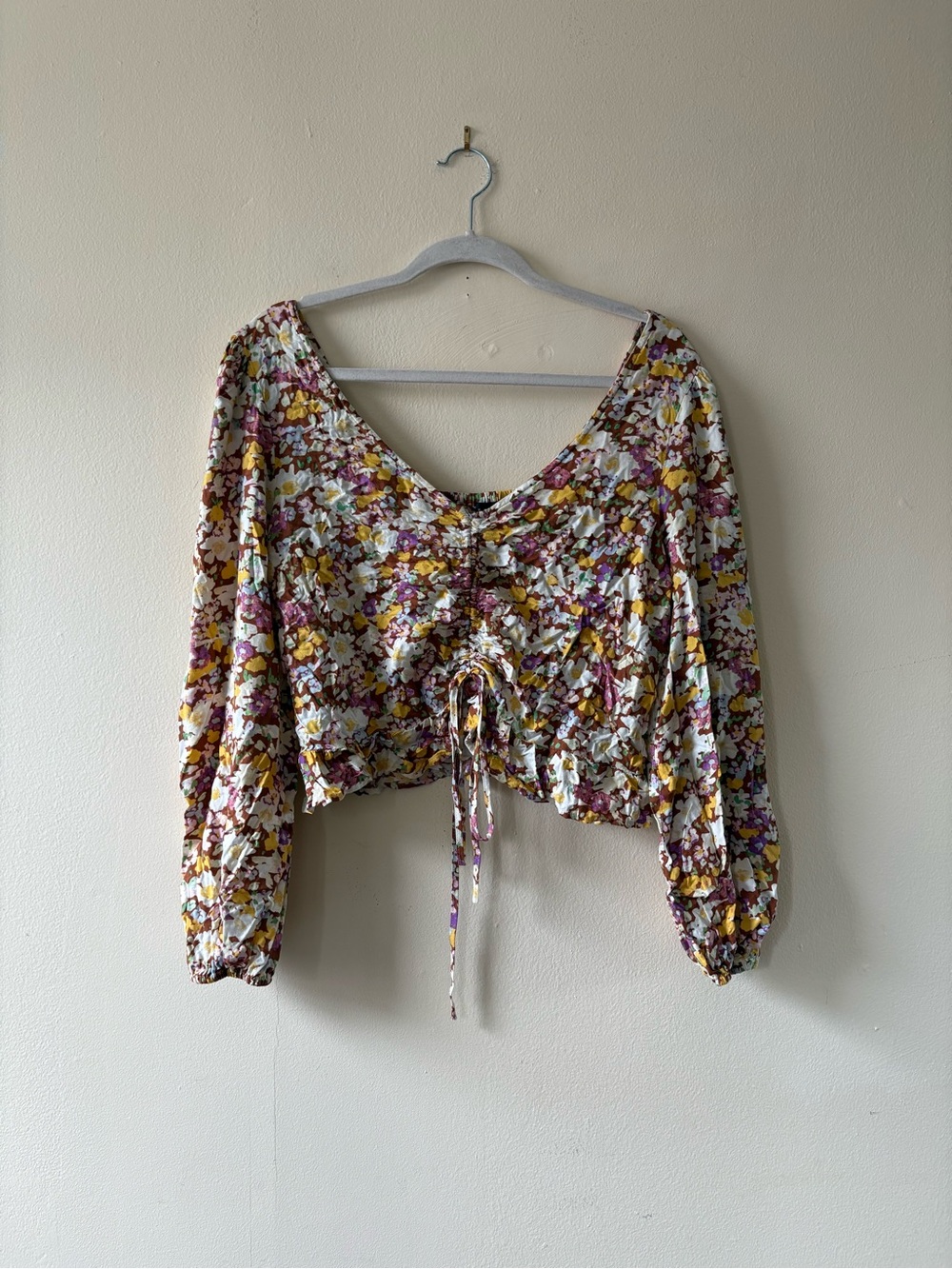 Sanctuary Floral Long Sleeve Crop Top - XL